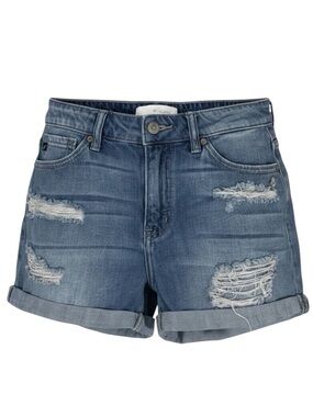 Kancan Medium Blue Destroyed Distressed Denim Shorts Womens size 5